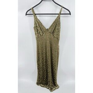 See You Monday Y2K Dress Green Velour Cheetah Print Maxi Size M Preppy Event